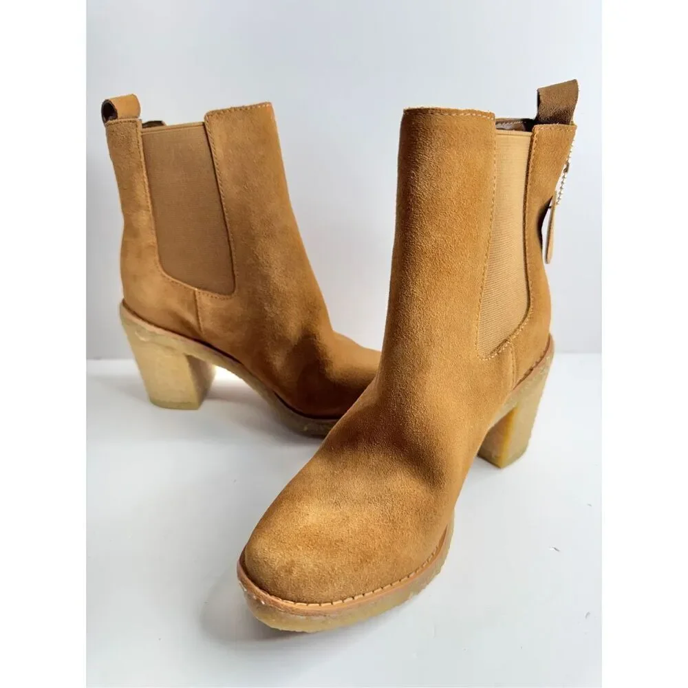Lauren Ralph Lauren Boots Size 5.5 Women Brown Suede‎ Water Resistant Chelsea